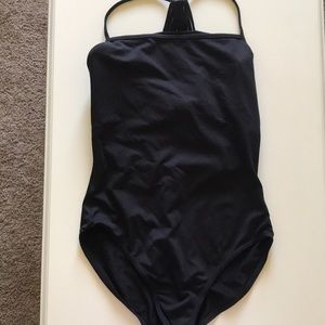Black leotard with mesh back